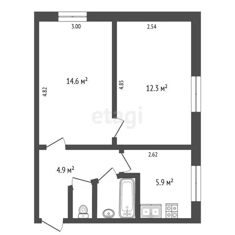 Квартира, 2 комнаты, 40.79 м - Фото 0