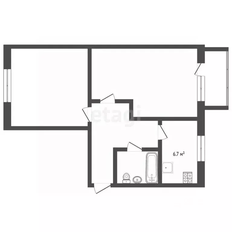 2-к кв. Тюменская область, Тюменский муниципальный округ, пос. ... - Фото 1