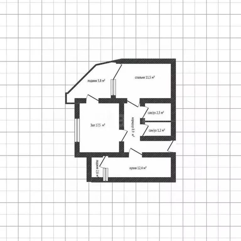 2-к кв. Адыгея, Майкоп Пролетарская ул., 447 (62.5 м) - Фото 2