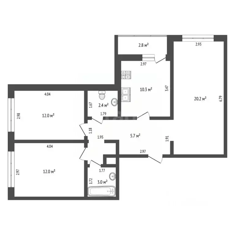 3-к кв. Тюменская область, Тюмень Микрорайон мыс, ул. Судоремонтная, ... - Фото 0