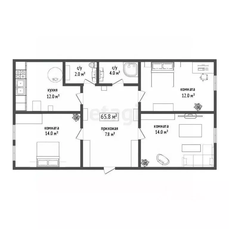 3-к кв. Владимирская область, Ковровский район, Клязьминское с/пос, с. ... - Фото 2