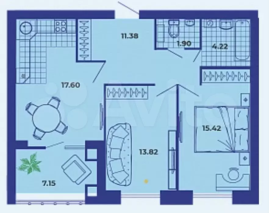 2-к. квартира, 71,5 м, 3/9 эт. - Фото 1