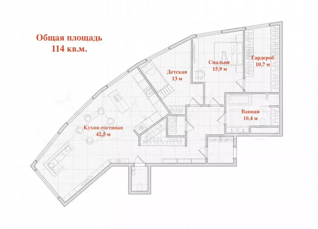 3-к. квартира, 114 м, 8/13 эт. - Фото 0