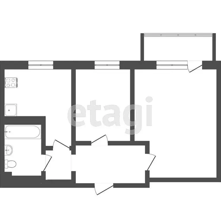 2-комнатная квартира: Тюмень, улица Пермякова, 45 (37.2 м) - Фото 1