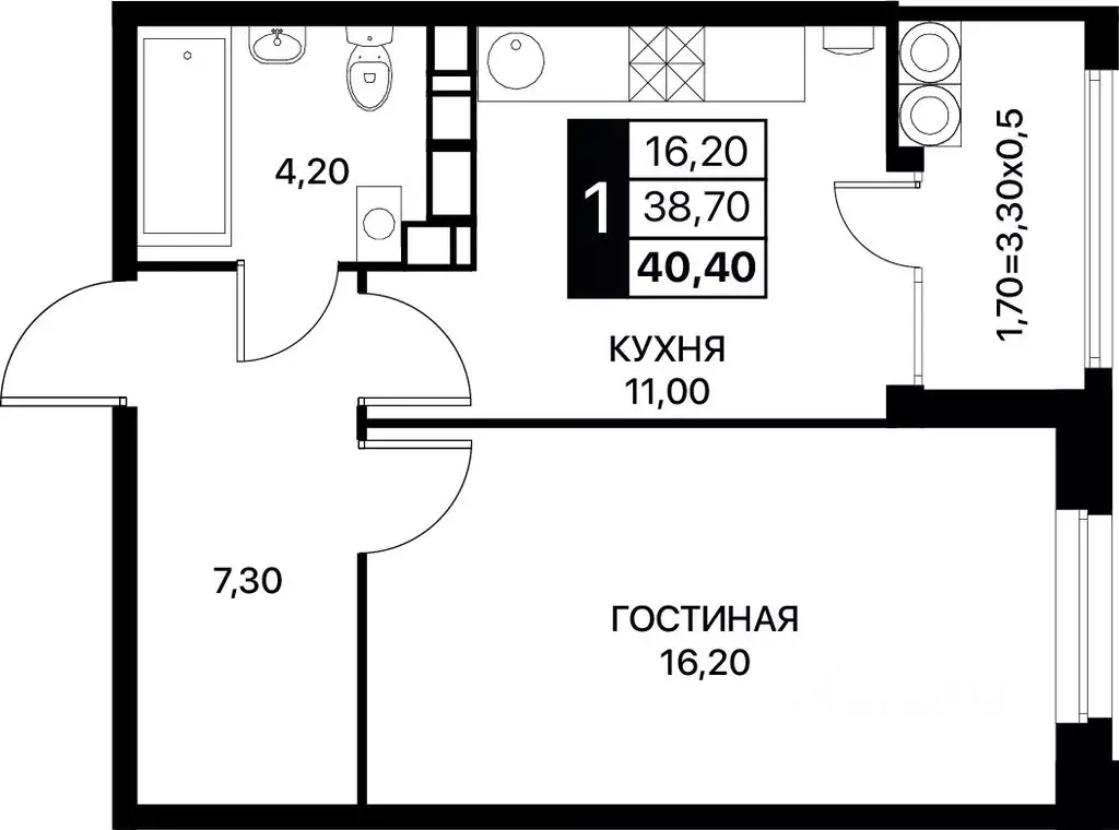 1-к кв. Ростовская область, Ростов-на-Дону ул. Берберовская (40.4 м) - Фото 0