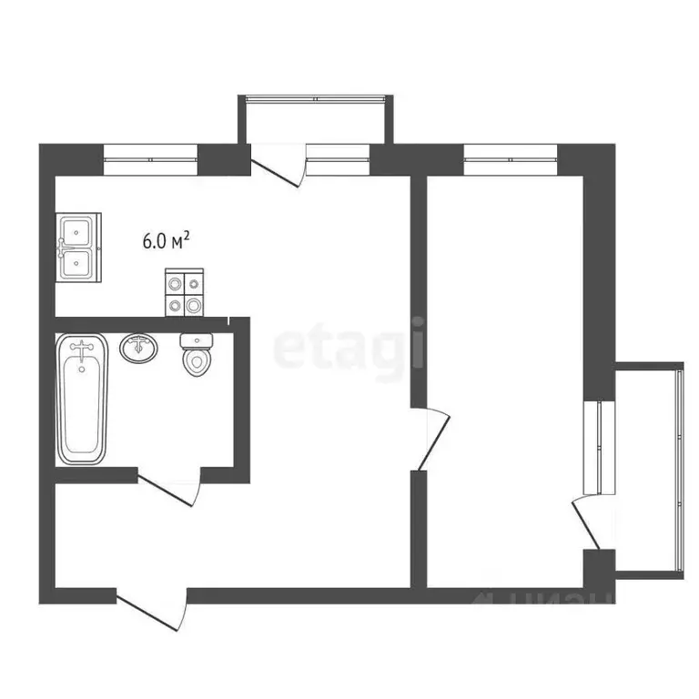 2-к кв. Севастополь ул. Володарского, 23 (44.0 м) - Фото 1