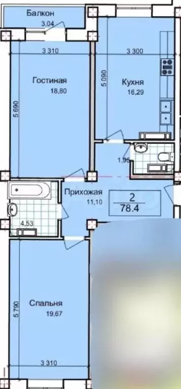 2-к. квартира, 78,3 м, 14/15 эт. - Фото 1