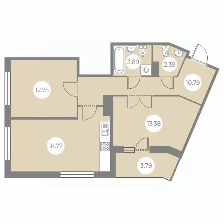 2-к кв. Санкт-Петербург ш. Суздальское, 8 (63.87 м) - Фото 0
