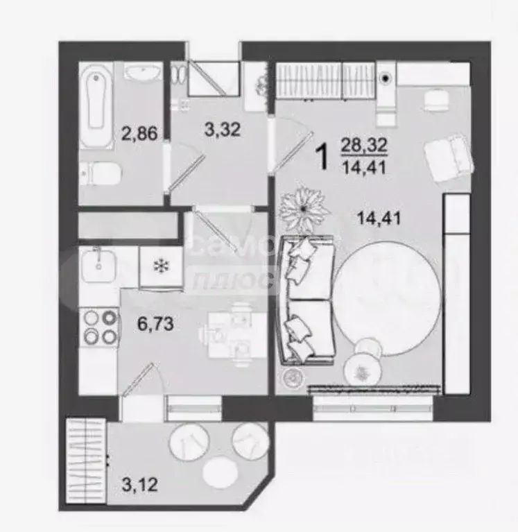 1-к кв. Московская область, Клин Майданово мкр, 8Б (27.4 м) - Фото 2