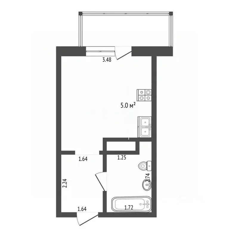 Студия Тюменская область, Тюмень ДОК мкр, ул. Ботаническая, 1 (19.4 м) - Фото 1