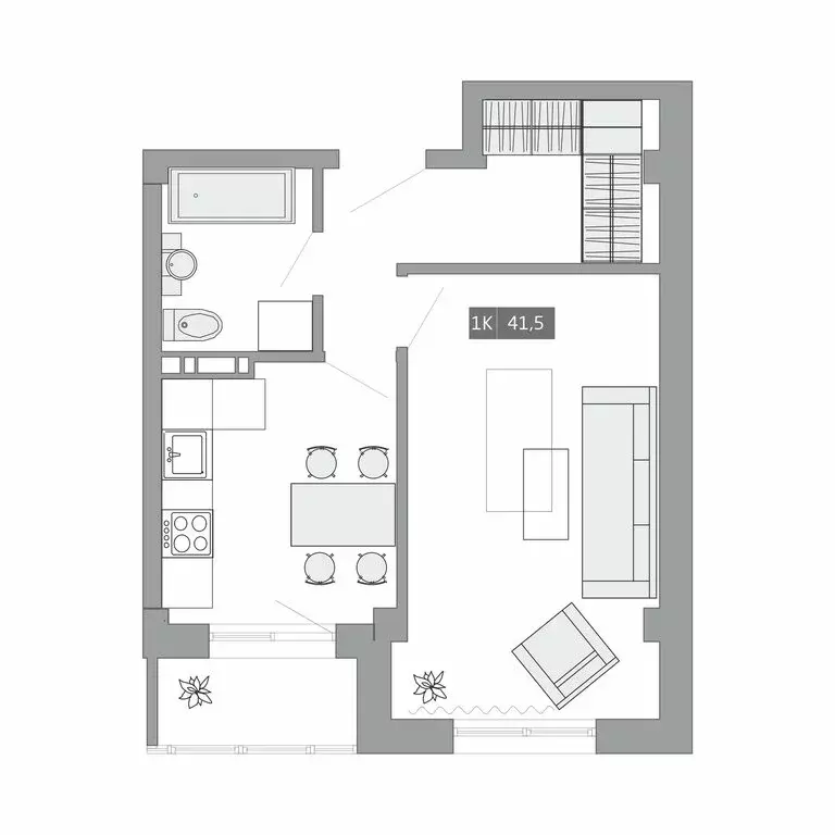 1-комнатная квартира: Артём, улица Острякова, 37А (41.5 м) - Фото 1