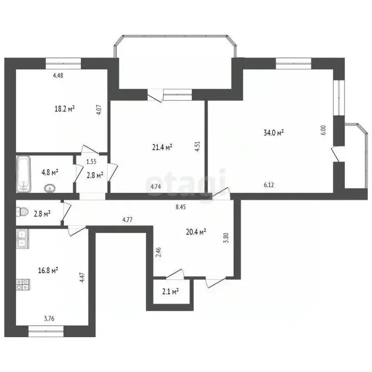3-к кв. Тюменская область, Тюмень ул. Мельникайте, 125к1 (131.2 м) - Фото 0
