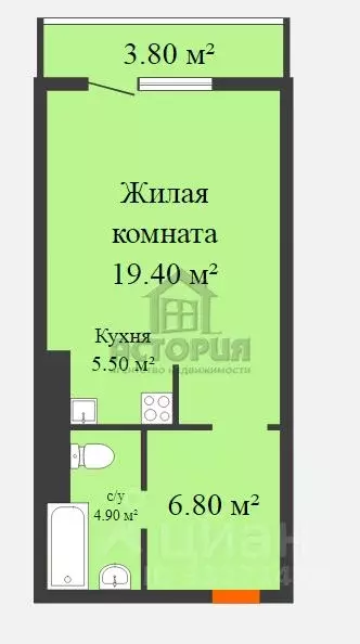 Студия Красноярский край, Красноярск ул. Дубровинского, 110Б (37.7 м) - Фото 0