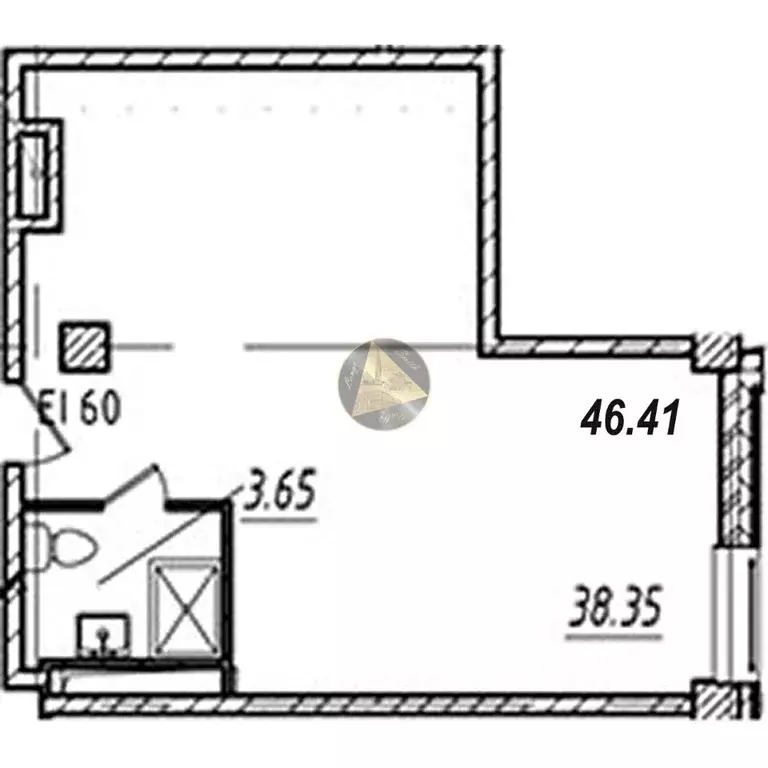 Студия Санкт-Петербург бул. Измайловский, 1к2 (46.41 м) - Фото 2