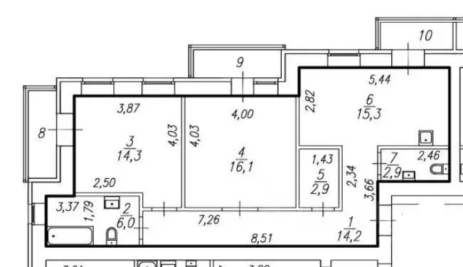 2-к кв. Красноярский край, Красноярск ул. Петра Ломако, 10 (71.7 м) - Фото 2