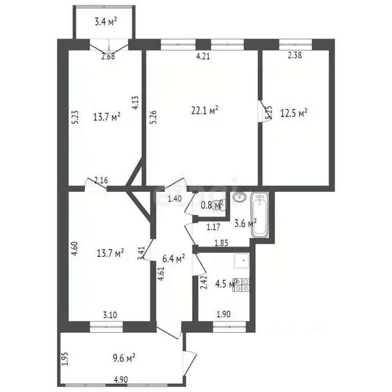 4-к кв. Ростовская область, Ростов-на-Дону Пушкинская ул., 132 (77.0 ... - Фото 1