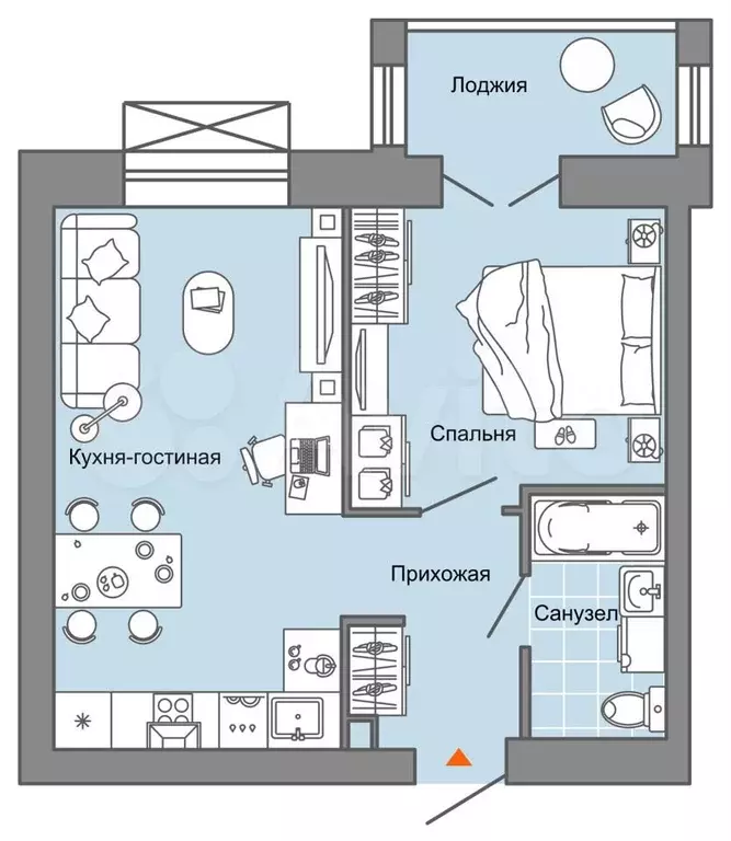 2-к. квартира, 41 м, 2/6 эт. - Фото 0