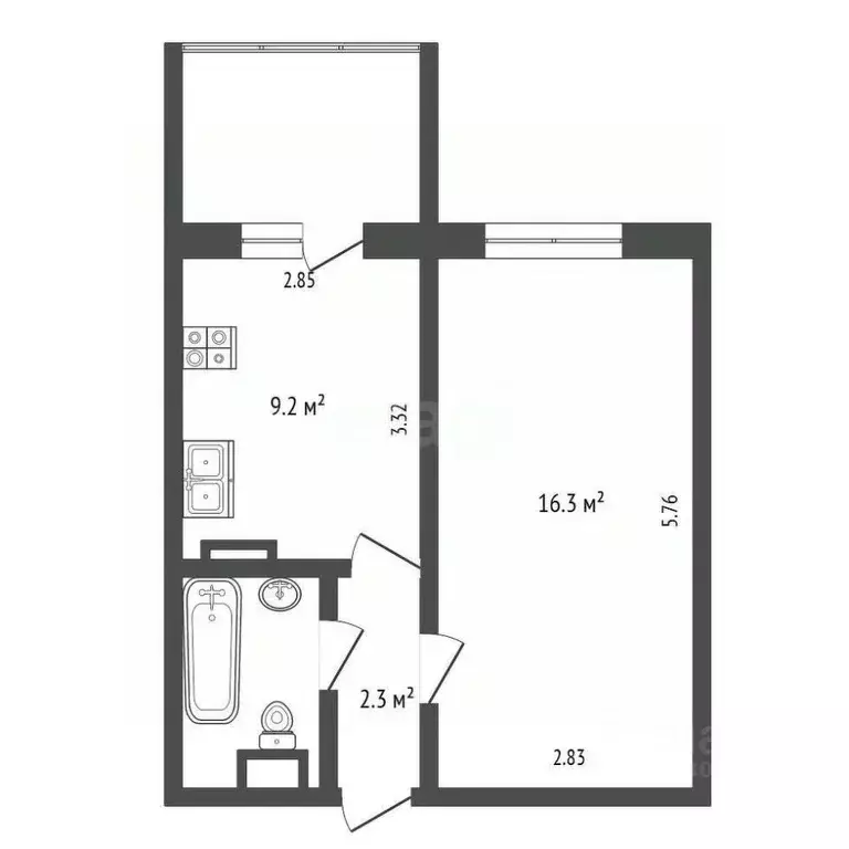 1-к кв. Ханты-Мансийский АО, Лангепас ул. Ленина, 88 (31.4 м) - Фото 1