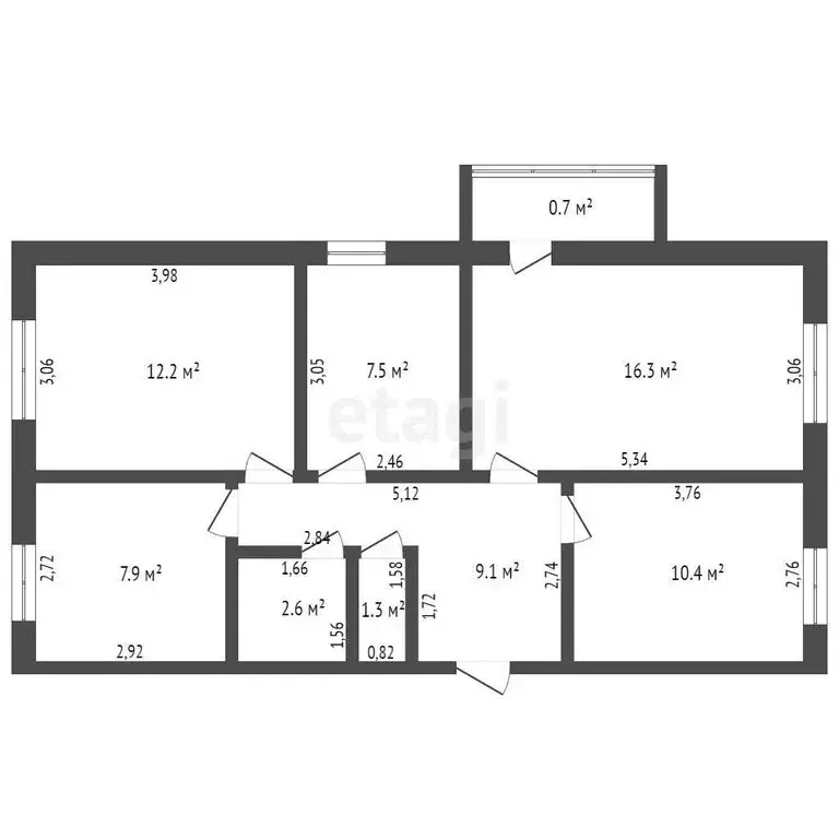 4-комнатная квартира: Добрунь, Луговая улица, 9 (68 м) - Фото 0
