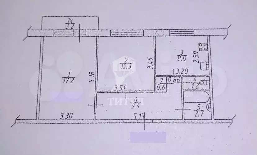 2-к. квартира, 52,4 м, 3/5 эт. - Фото 0