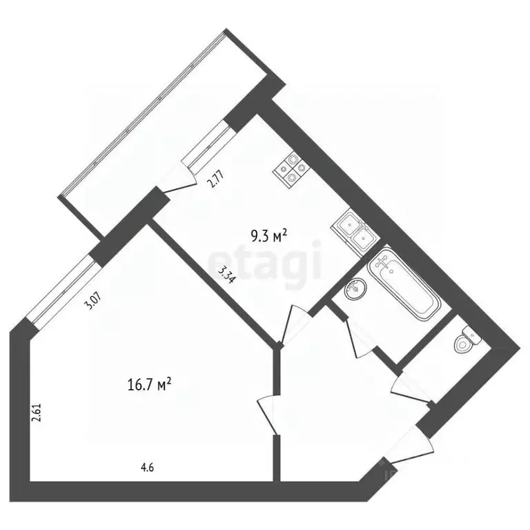 1-к кв. Белгородская область, Белгород Молодежная ул., 17 (36.5 м) - Фото 1