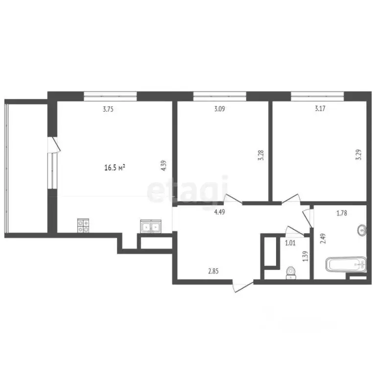 2-к кв. Тюменская область, Тюмень ул. Фармана Салманова, 26 (52.0 м) - Фото 0