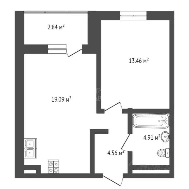 1-к кв. Тюменская область, Тюмень ул. Тимофея Чаркова, 28 (41.0 м) - Фото 1