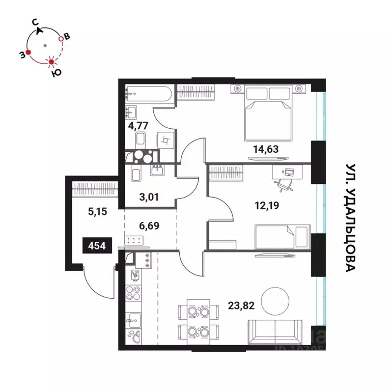 3-к кв. Москва Инноватор жилой комплекс, кБ (70.26 м) - Фото 0