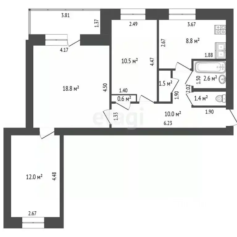 3-к кв. Смоленская область, Смоленский муниципальный округ, д. Новые ... - Фото 1