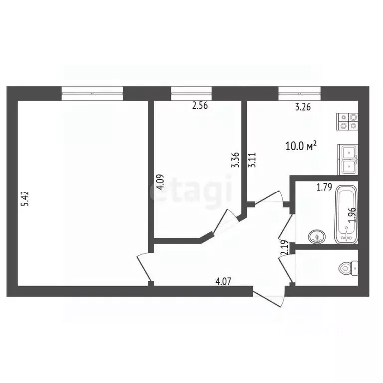 2-к кв. Калужская область, Мещовск ул. Дегтярева, 28 (51.4 м) - Фото 2