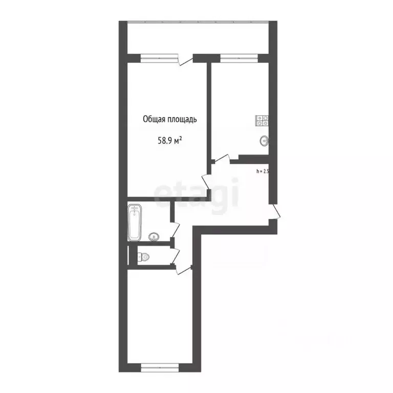 2-к кв. Томская область, Томск просп. Ленина, 263 (59.0 м) - Фото 1
