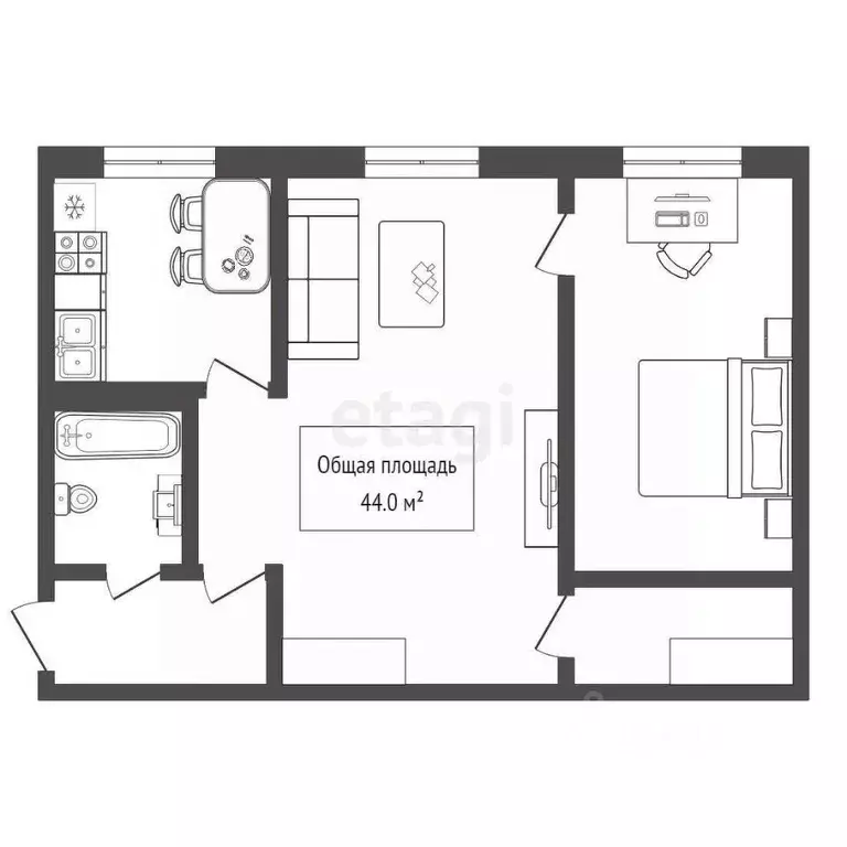 2-к кв. Новосибирская область, Бердск ул. Ленина, 50 (44.0 м) - Фото 1