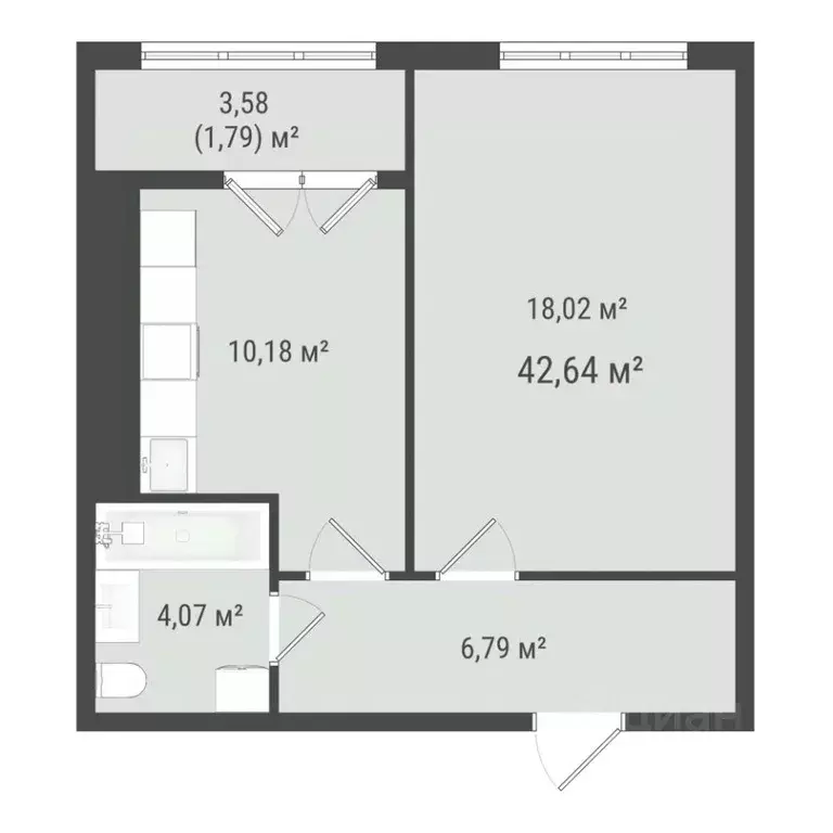 1-к кв. Сахалинская область, Южно-Сахалинск Хомутово п/р,  (40.85 м) - Фото 0