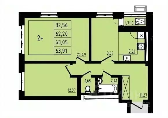 2-к кв. Башкортостан, Уфа Затон-Восточный жилрайон, Новаленд мкр,  ... - Фото 1