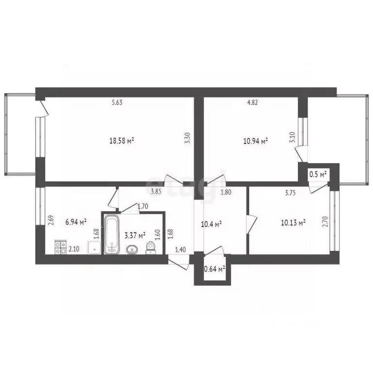 3-к кв. Крым, Красноперекопск 10-й мкр, 3 (65.6 м) - Фото 1