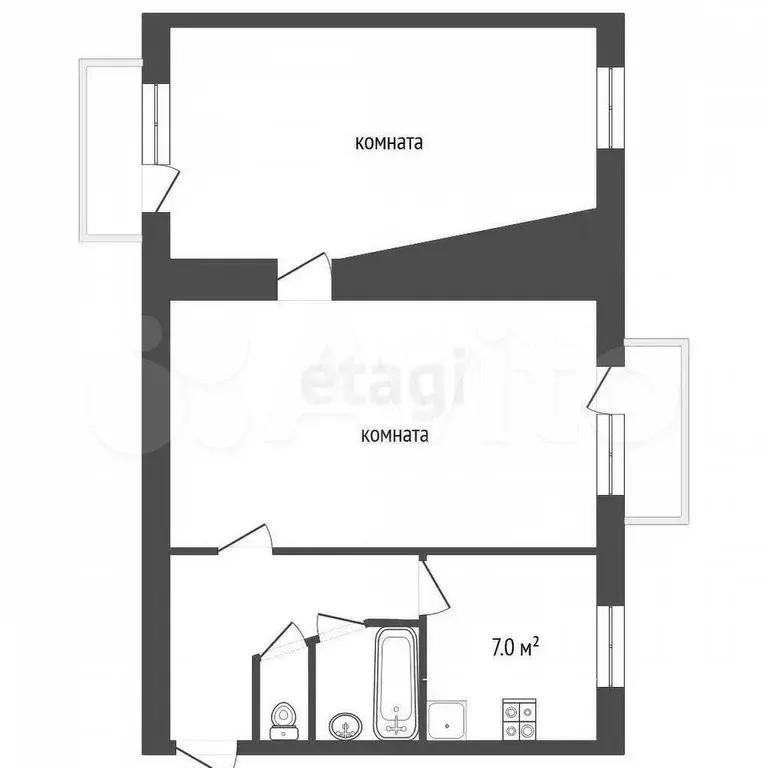 2-к. квартира, 59 м, 4/5 эт. - Фото 0
