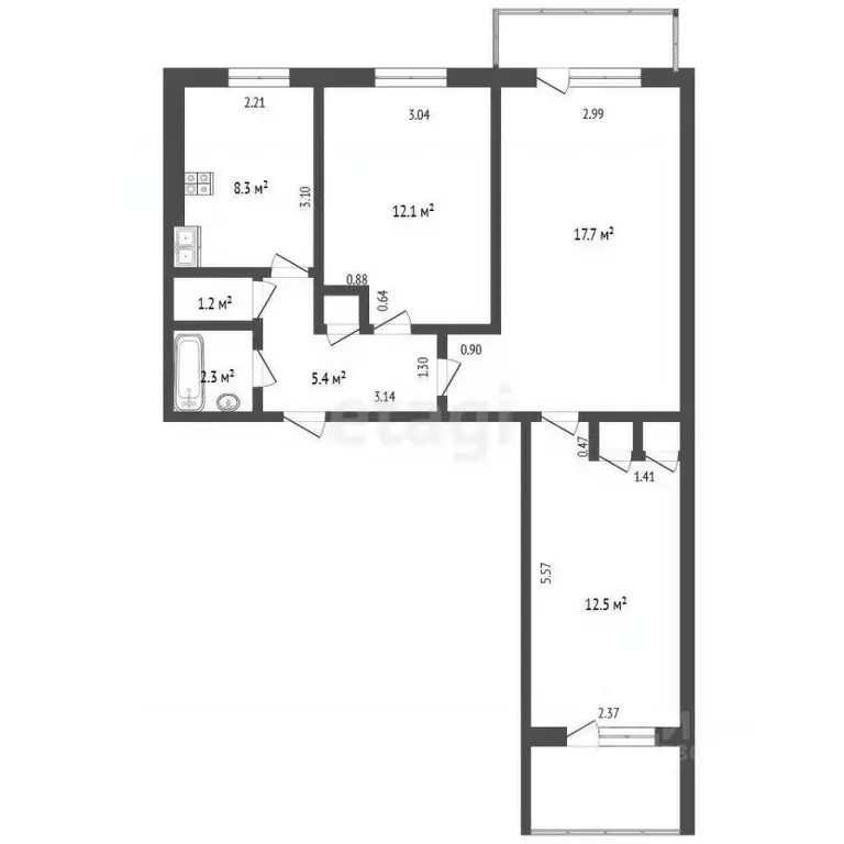 3-к кв. Омская область, Омск ул. Лукашевича, 1 (60.1 м) - Фото 2