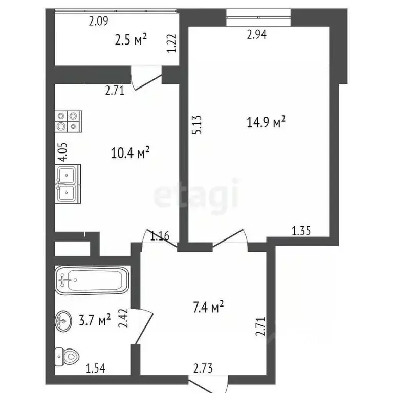 1-к кв. Ростовская область, Ростов-на-Дону Тибетская ул., 1Вс3 (37.0 ... - Фото 1