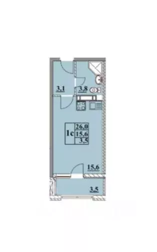 Студия Краснодарский край, Анапа Парковая ул., 61к3 (26.0 м) - Фото 2