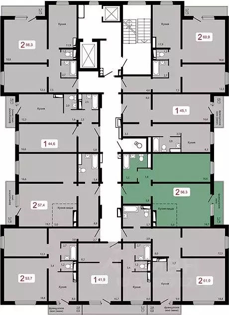 1-к кв. Красноярский край, Красноярск ул. Кутузова, 2с4 (56.3 м) - Фото 2