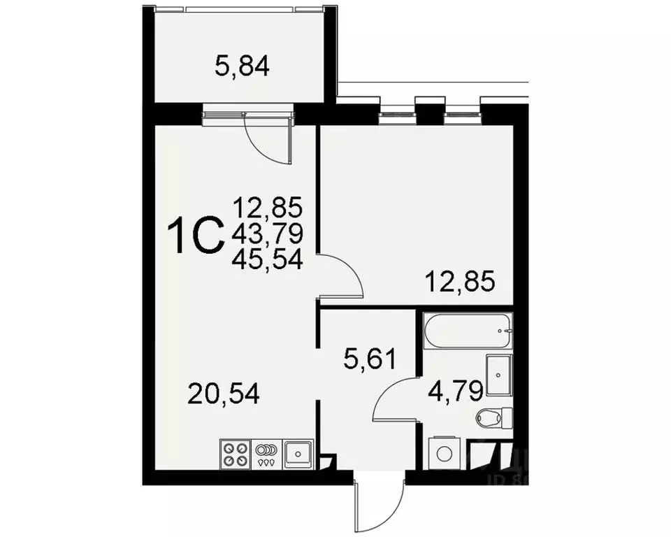 1-к кв. Тульская область, Тула Хлебная пл. (45.54 м) - Фото 0