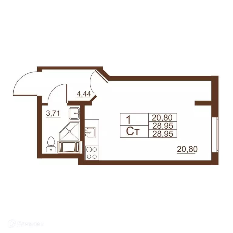 Продаётся квартира-студия, 28.95 м - Фото 0