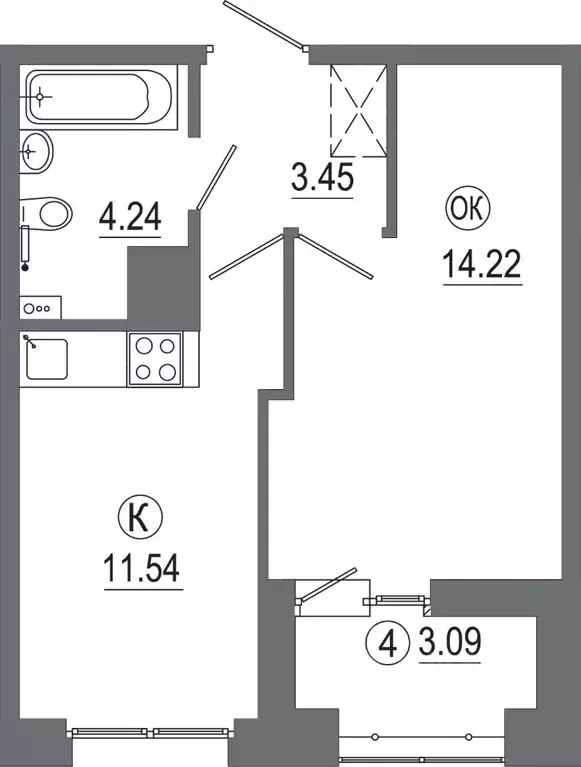 1-к кв. Иркутская область, Иркутск ул. Маврикия Слепнева, 8 (35.4 м) - Фото 1