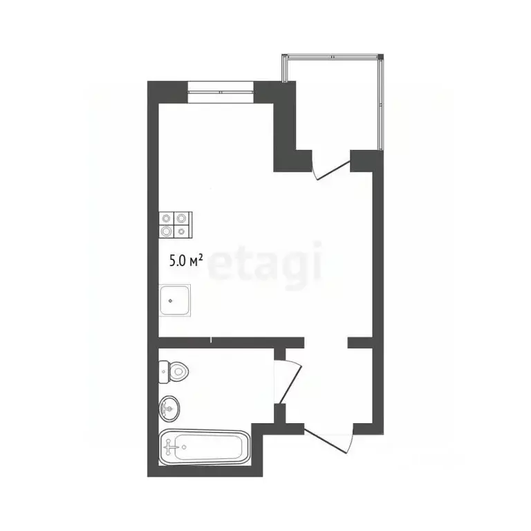Студия Тюменская область, Тюмень ул. Червишевский Тракт, 47к3 (25.0 м) - Фото 2