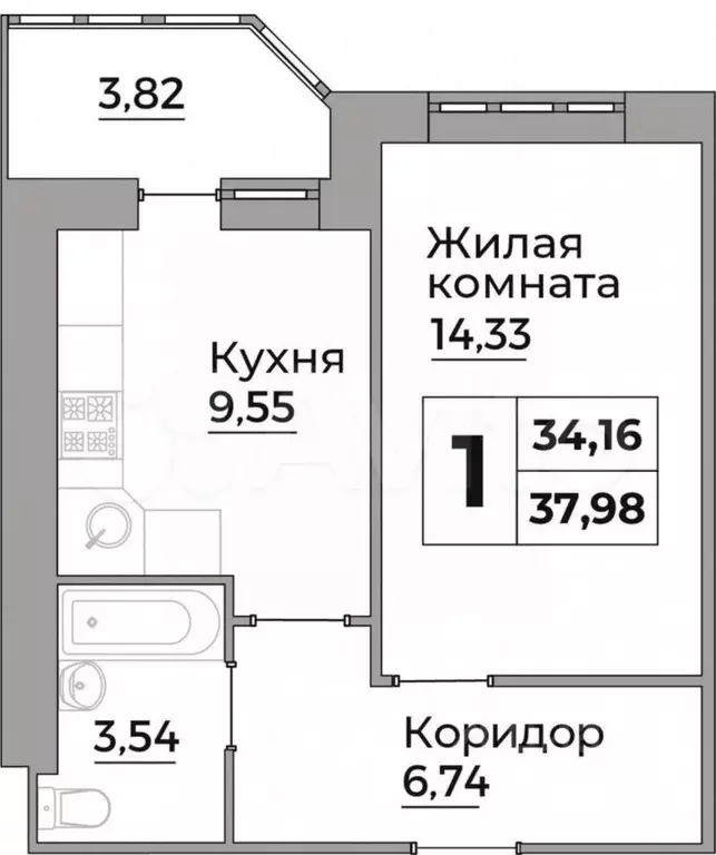 1-к кв. Калужская область, Калуга ул. Первых Коммунаров, 18 (38.0 м) - Фото 2