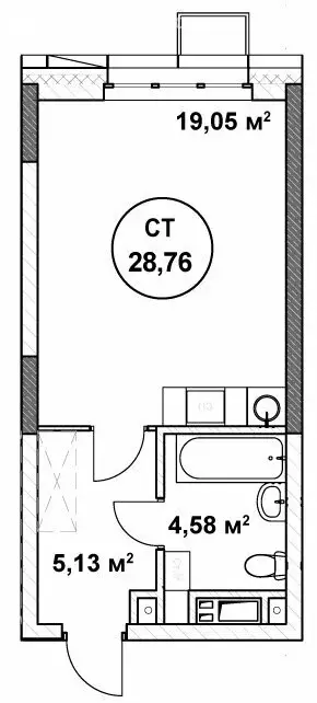 1-комнатная квартира: Нижний Новгород, Нижегородский район (28.76 м) - Фото 0