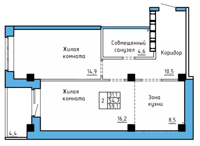 2-к кв. Хакасия, Абакан Колхозная ул., 43 (56.9 м) - Фото 0