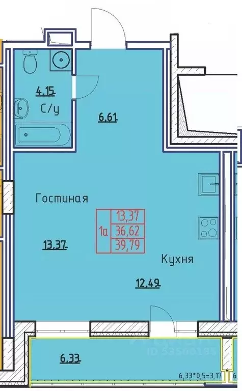 1-к кв. Саха (Якутия), Якутск ул. Федора Попова, 4 (39.79 м) - Фото 1