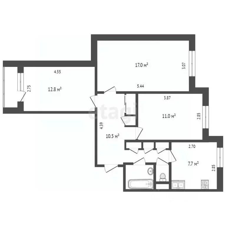 3-к кв. Ямало-Ненецкий АО, Новый Уренгой Дружба мкр, 2/3 (64.5 м) - Фото 2