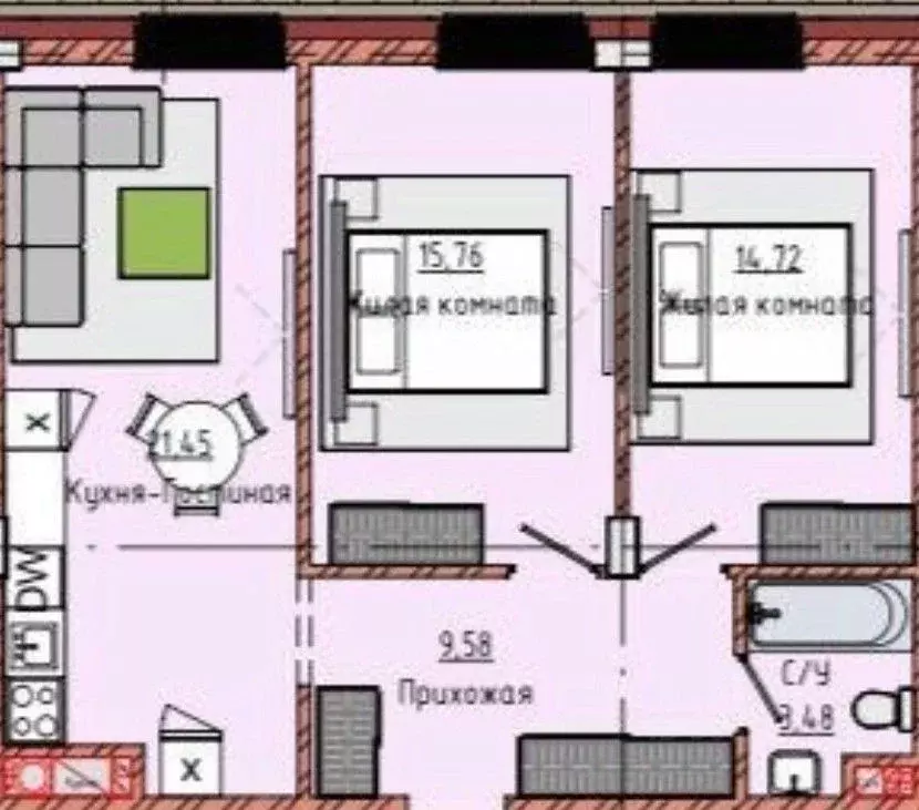 2-к кв. Кабардино-Балкария, Нальчик ул. К.Х. Боташева, 7 (68.7 м) - Фото 2